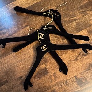 Valentino and Chanel Black Velvet Hangers